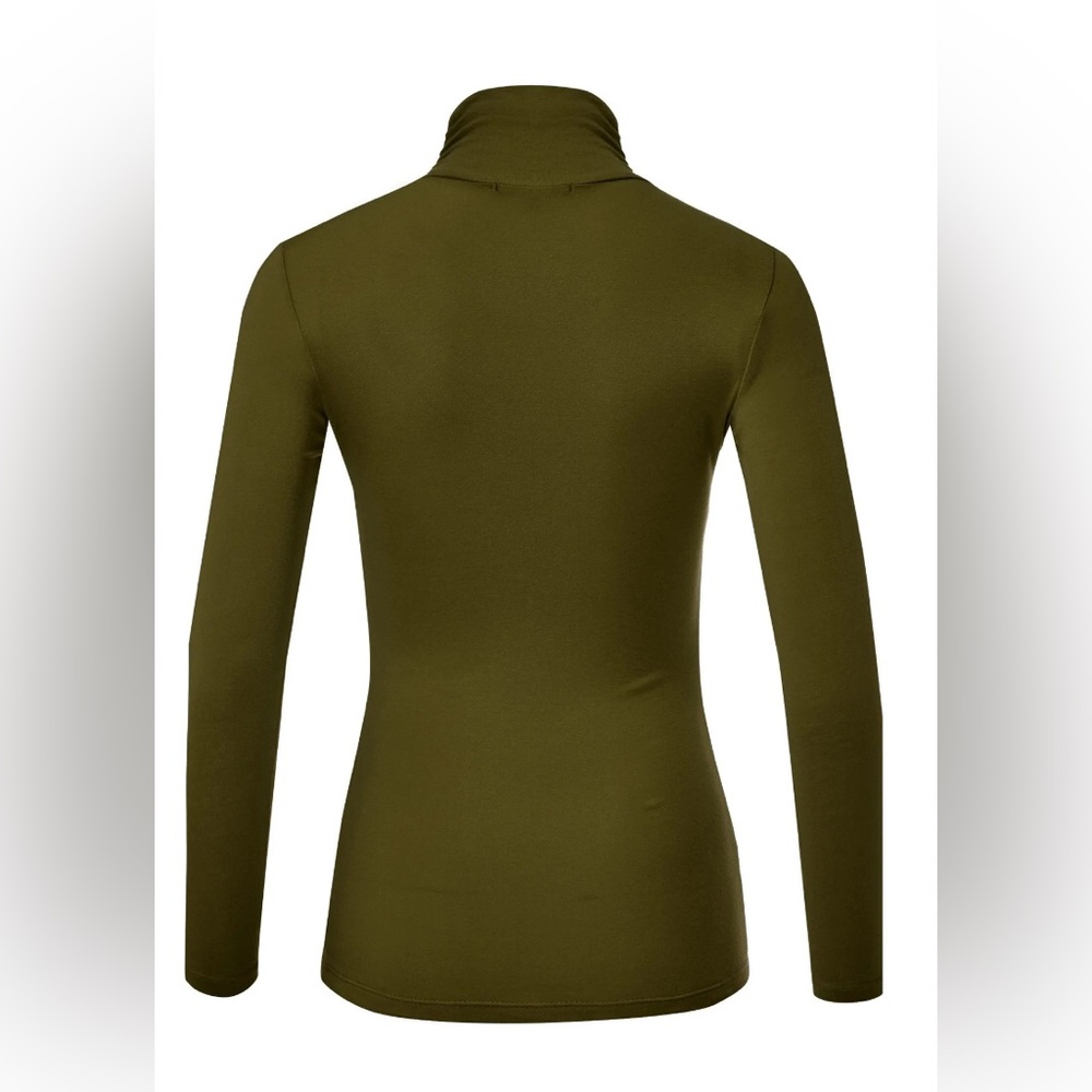 Olive Green Turtleneck Long Sleeve Top- Sz Small - Picture 5 of 11